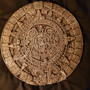 Vintage Maya-Inspired Plaster Calendar – Chichén Itzá, Mexico – Survived Hurricane Wilma