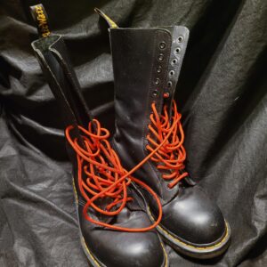 Vintage Steel-Toe Doc Marten Boots – 24 Eyelets, Red Laces, Rare 1940-5400 Model