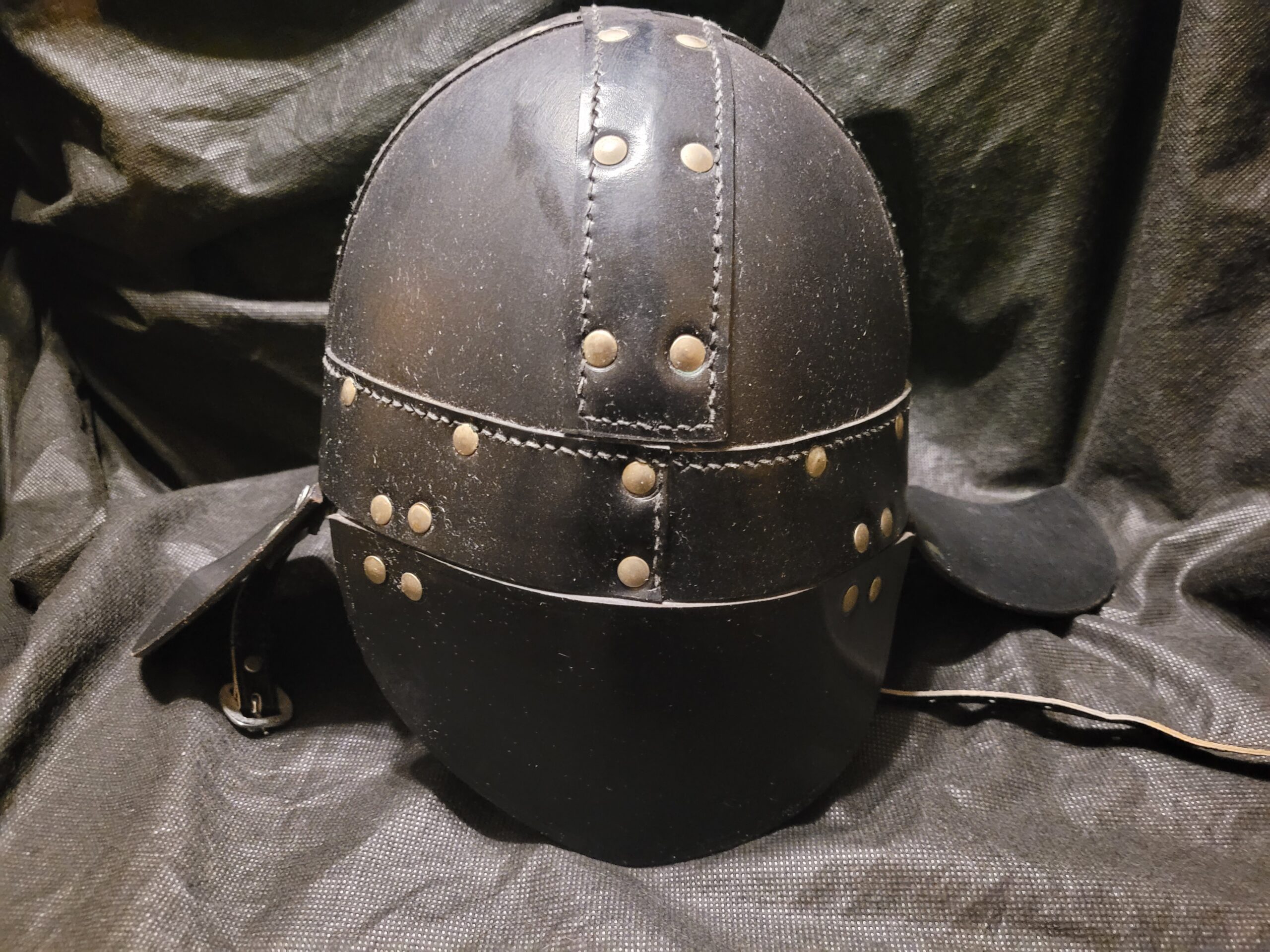 Vintage-Style Viking Helmet – Leather & Pleather, Cosplay/History Enthusiast Item